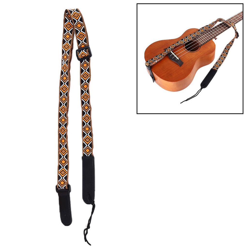 Verstellbarer Jacquard-Gewebe, verdickter Kunstleder-Enden, Gitarren-Bass-Ukulele-Gurt