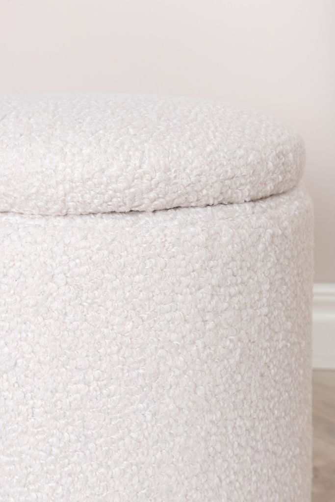 Limpen Pouf Ø32cm mit Aufbewahrung weiß. Produktbild 3