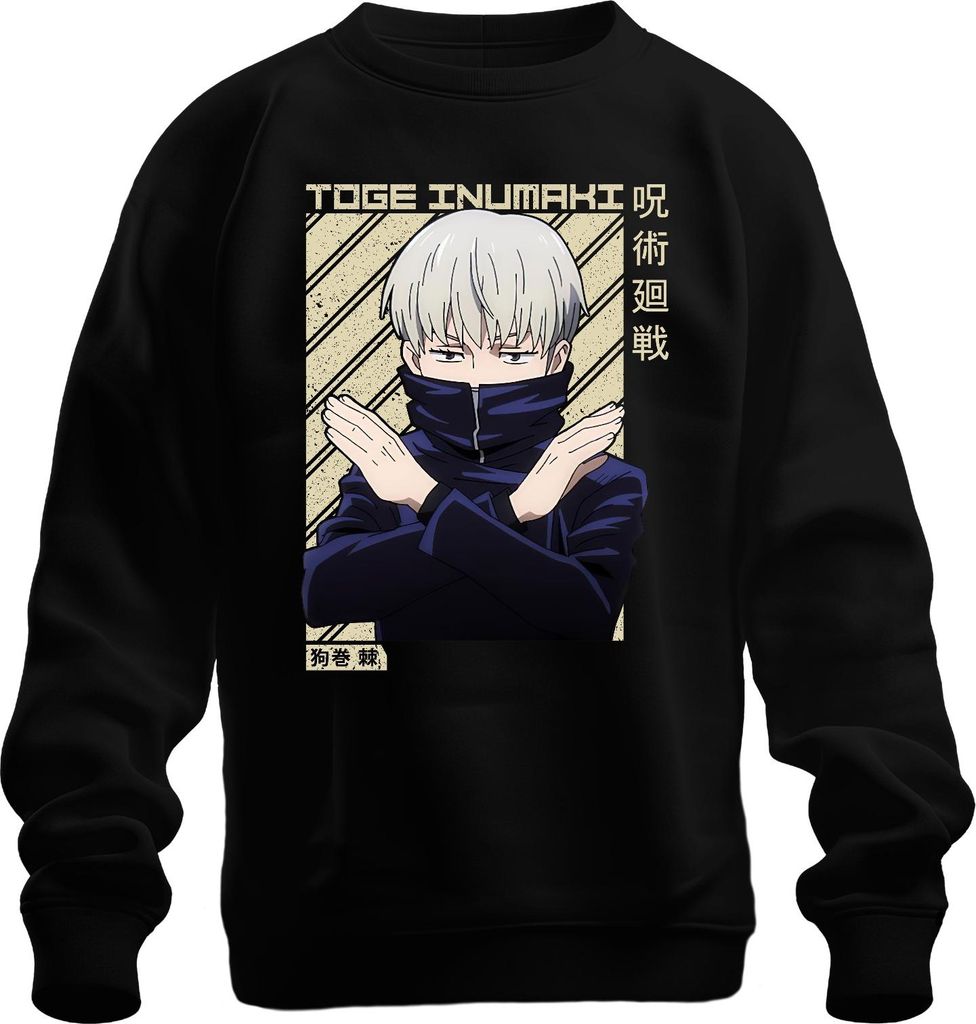 Toge Inumaki Jujutsu Kaisen Anime Geschenk Cosplay Silberhaar Uni Sweatshirt Pullover, Schwarz, L