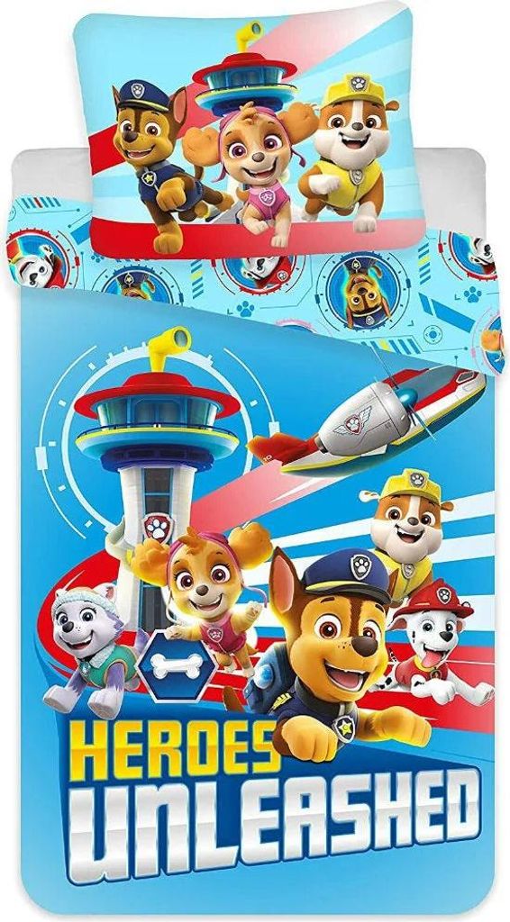 Paw Patrol Heroes 2tlg Bettwäsche Set 135x200 80x80 cm 100% Baumwolle
