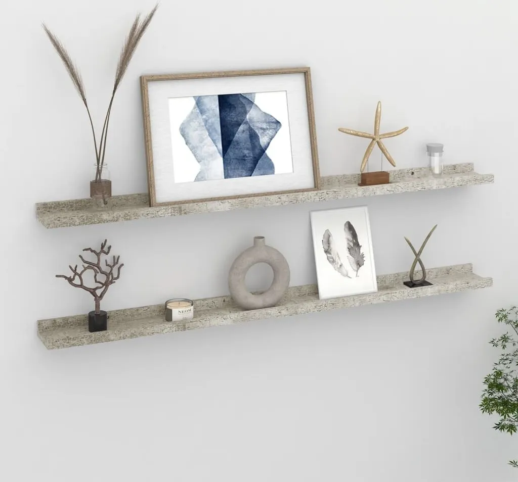 Mensole a Muro Grigio Cemento 100x9x3 cm | Set 2 Pezzi The Living Store