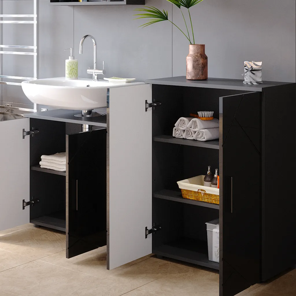 Meuble Vicco Irma Anthracite Haute brillance avec revêtement résistant