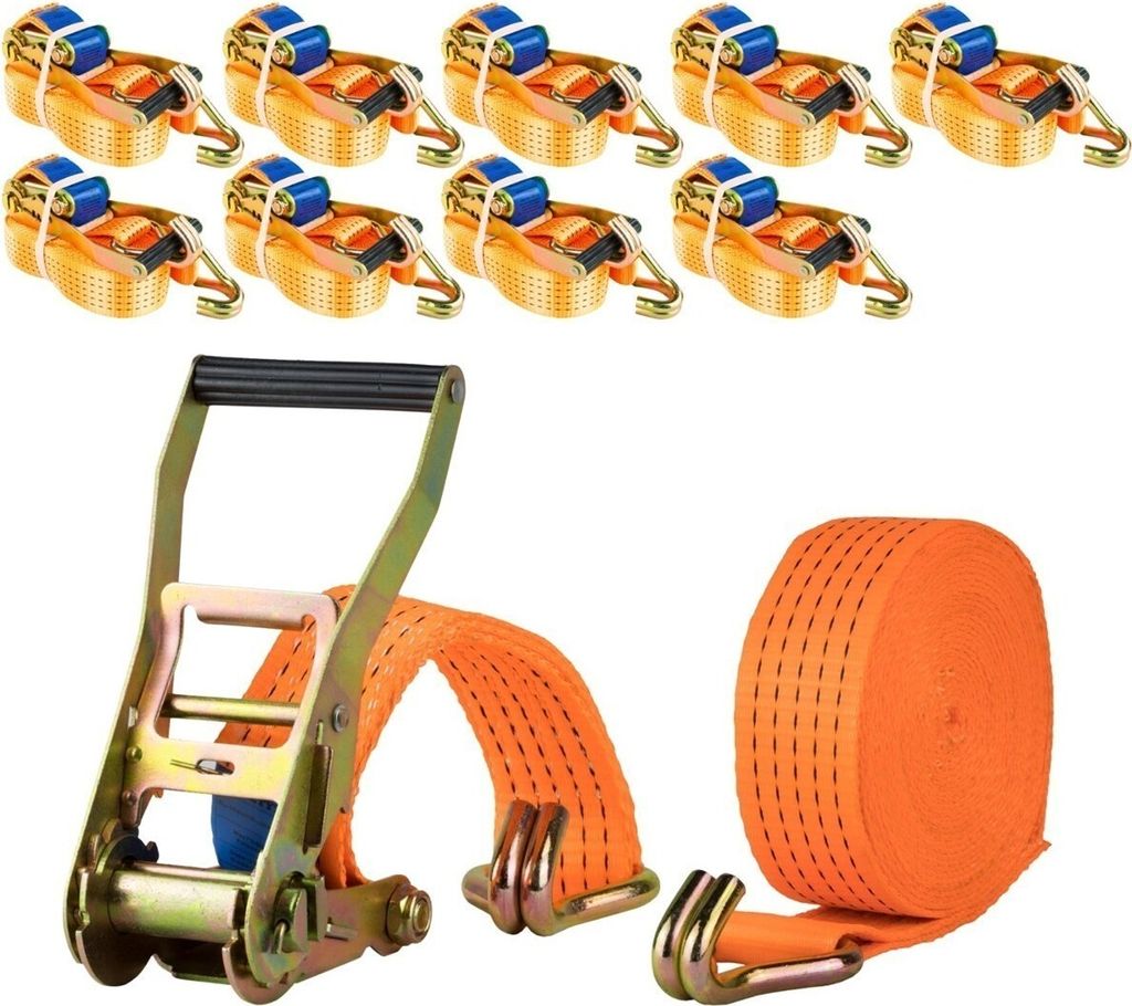 Safetytex 10x Spanngurt 6 Meter 50mm 4000kg 2tlg LKW Anhänger Zurrgurt orange