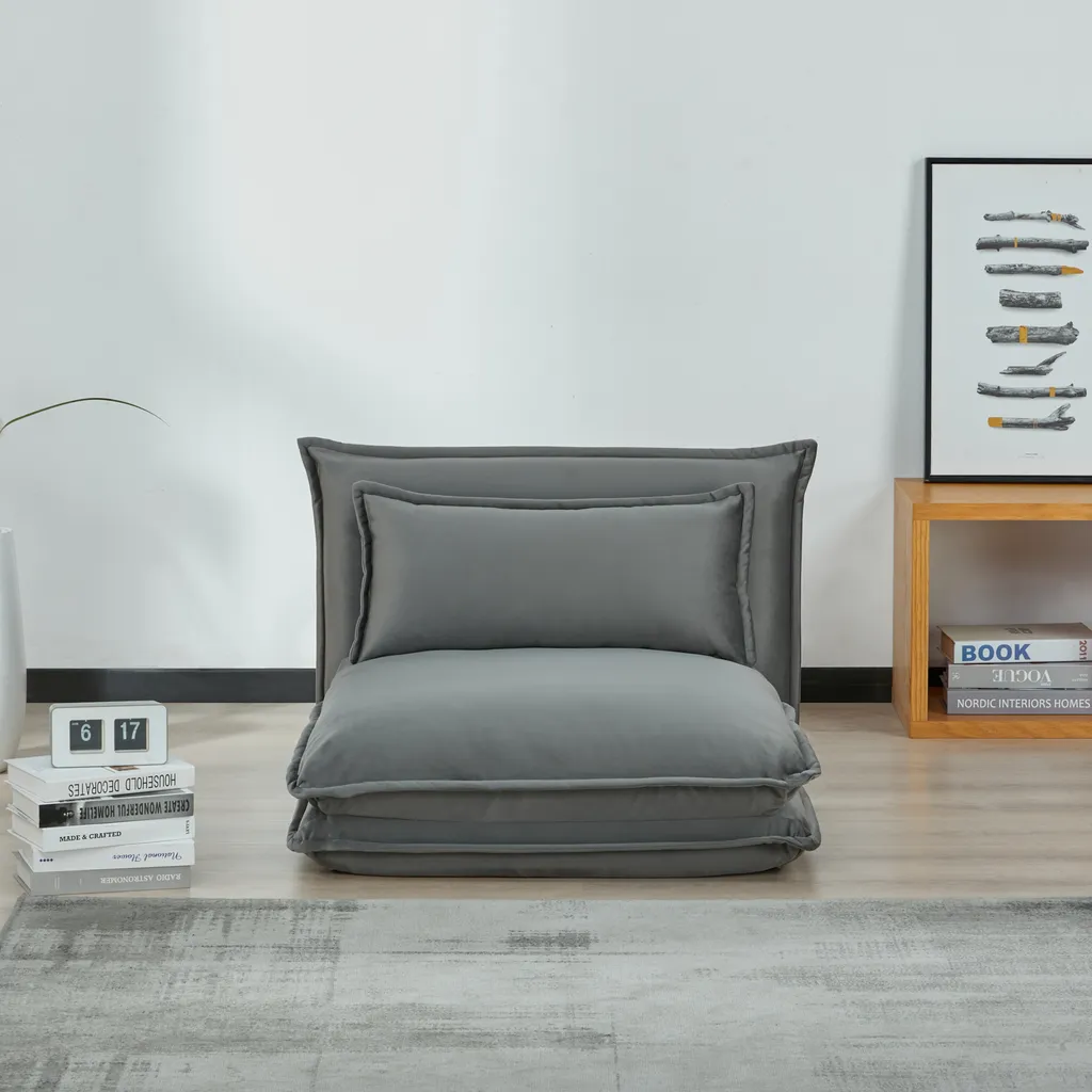 Lit d'appoint 1 place Umeå gris - Fauteuil modulable pour studio - 2