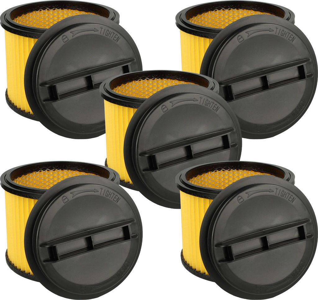 vhbw 5x Faltenfilter Ersatz für Einhell 2342175, 23.511.13, 2342167, 23.424.25, 23.421.75, 23.421.67 für Staubsauger - Patronenfilter Gelb Schwarz