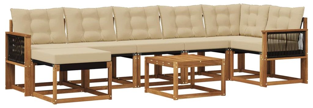 vidaXL Outdoor-Sofagarnitur mit Kissen 8 pcs Natur und Beige