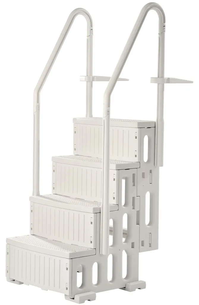Échelle pour Piscine Creusée et Terrasse 122-137 cm avec Rampe de Sécurité