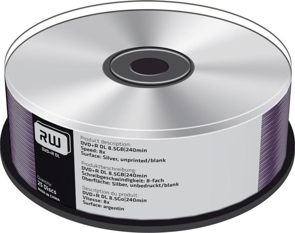 MediaRange DVD+R 8.5GB 25pcs 8x silber unbedruckt