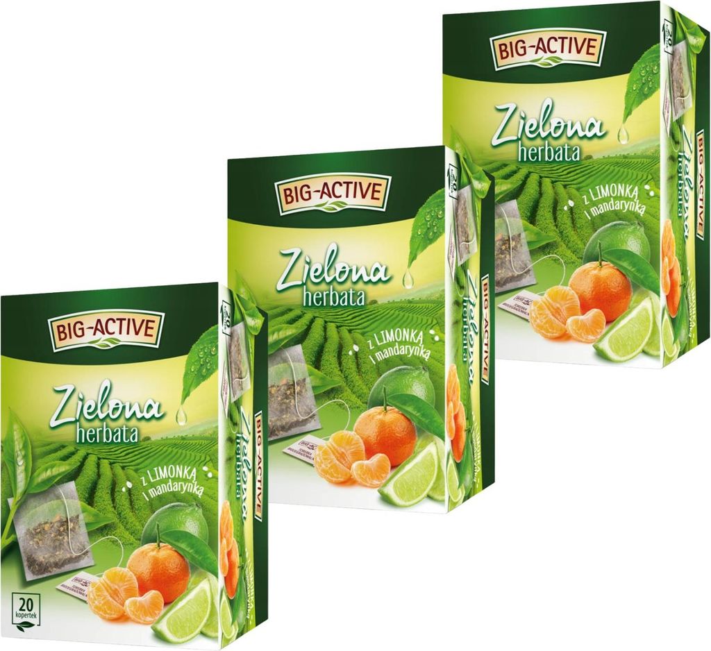 Grüner Tee mit Limette & Mandarine 60 Teebeutel - Grüntee im Beutel - Big-Active
