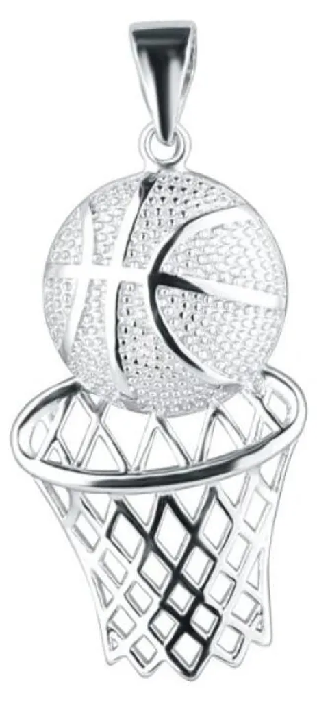 Pendentif en argent Ballon de basket et filet 64024 pour homme et ado