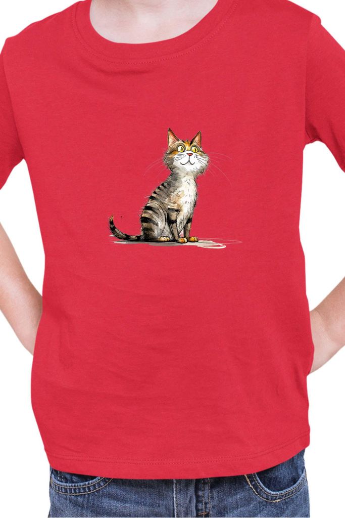 Kinder T-Shirt Funny Cats Breeds Cyprus Cat, 9-11 Jahr - 140 / Rot