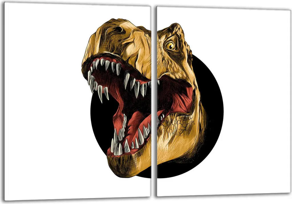 Set di piastre di copertura per piano cottura 2x40x52 cm in ceramica con alzatina in vetro, bianco dinosauro