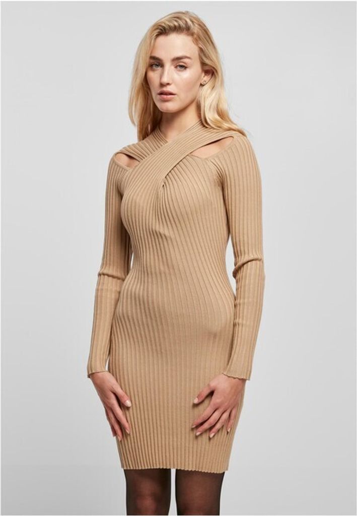 Urban Classics Ladies - Crossed RIB KNIT Kleid beige - XL