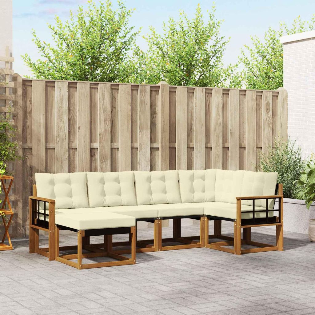 "SALE 2026"Outdoor-Sofagarnitur - CLORIS - Balkonmöbe/Sitzgruppe - mit Kissen 6 pcs - Moderne Design - Natur und Creme - Gartensofas NeuMöbel563637