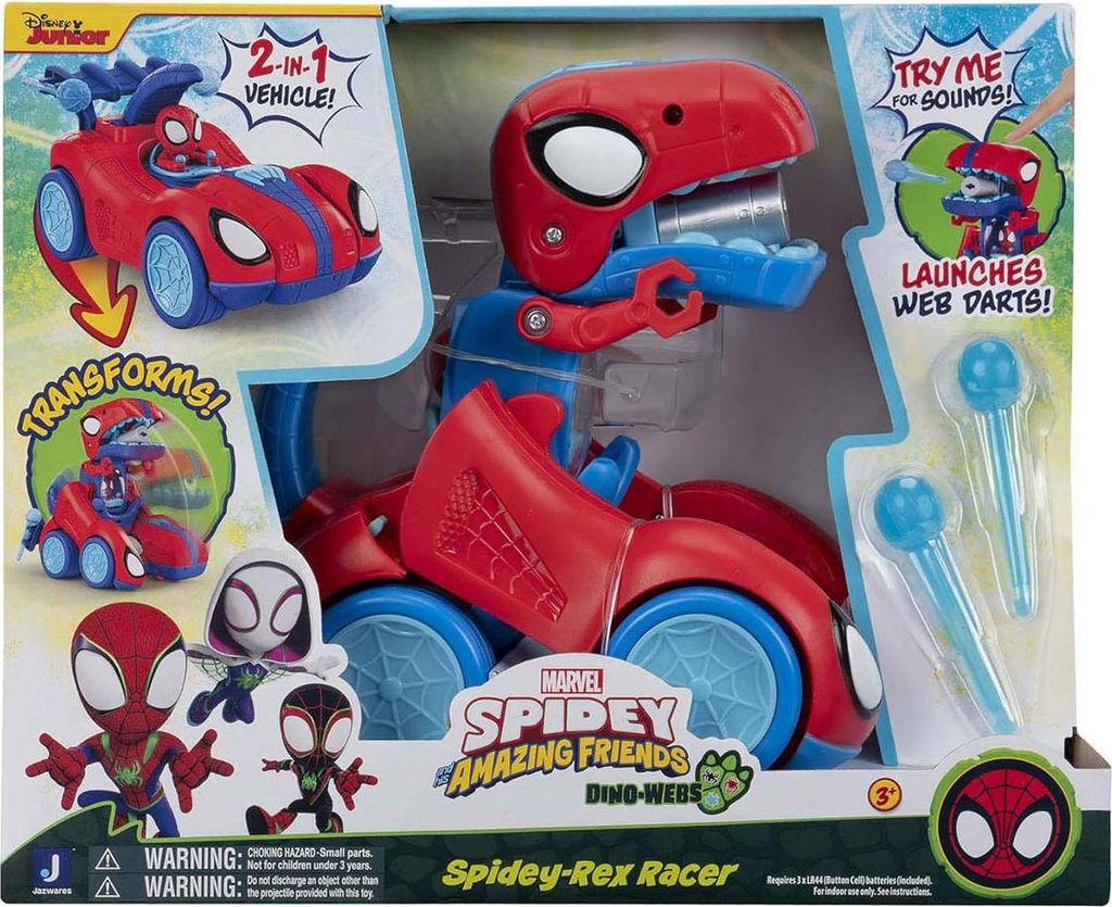 Jazwares Spielzeug Spidey-Rex Rennfahrzeug Spider-Man 2-in-1 Dinosaurier