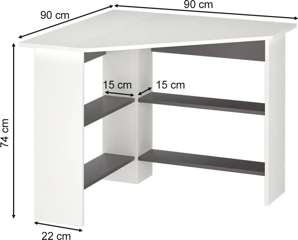 Bureau d'Angle Vicco Arion Blanc 90cm avec Plateau Robuste et Durable - 3