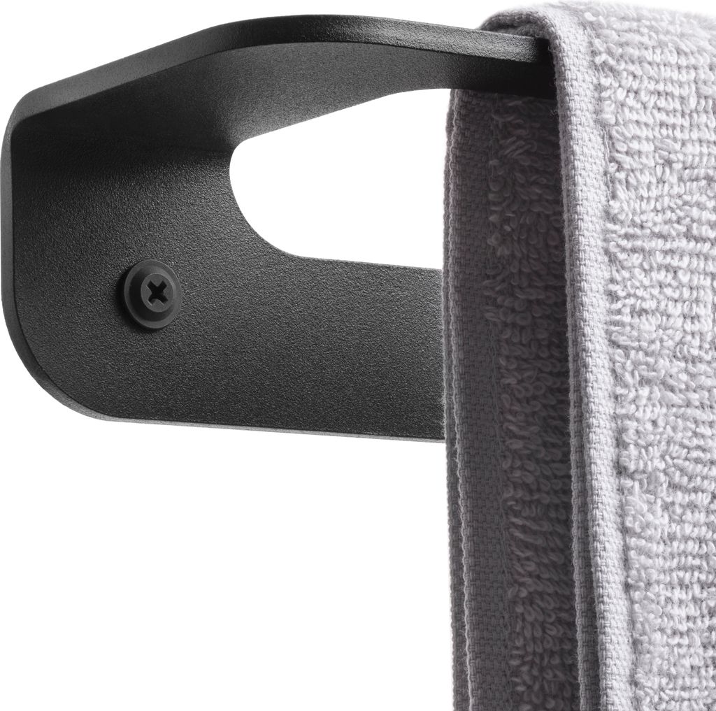 HOLZBRINK Handtuchhalter Bad Wandmontage, Handtuchstange Schwarz, Single 60x8x5 cm, 1 Stück, HLW-600-9005