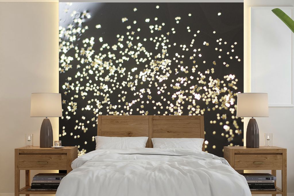 MuchoWow Fototapete für Wohnzimmer oder Schlafzimmer Wandtapete Vinyl Motivtapete Marmor - Schwarz - Gold - 280x280 cm - Hintergrundbild