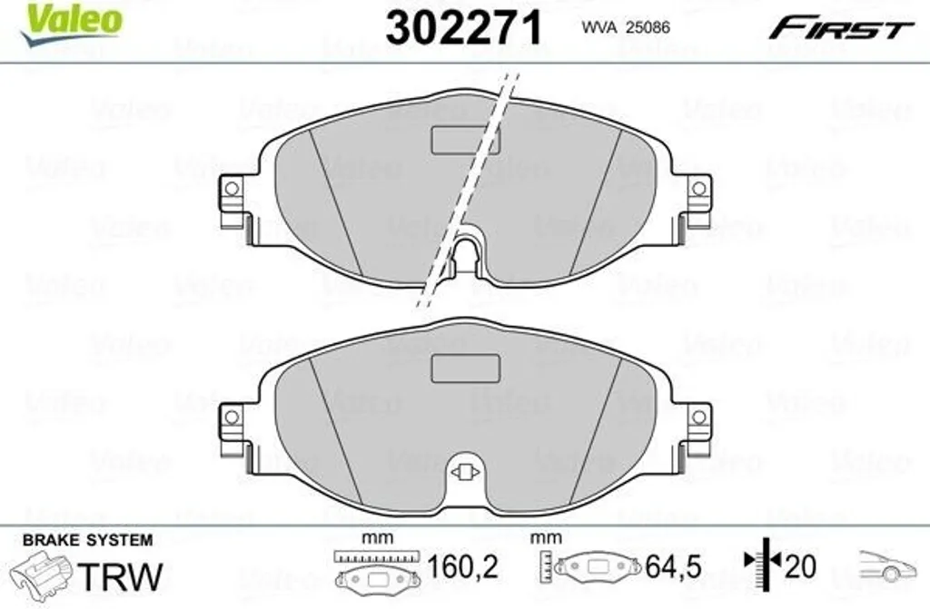 Plaquettes de frein avant Valeo 302271 pour Golf VII et VW Passat 3G