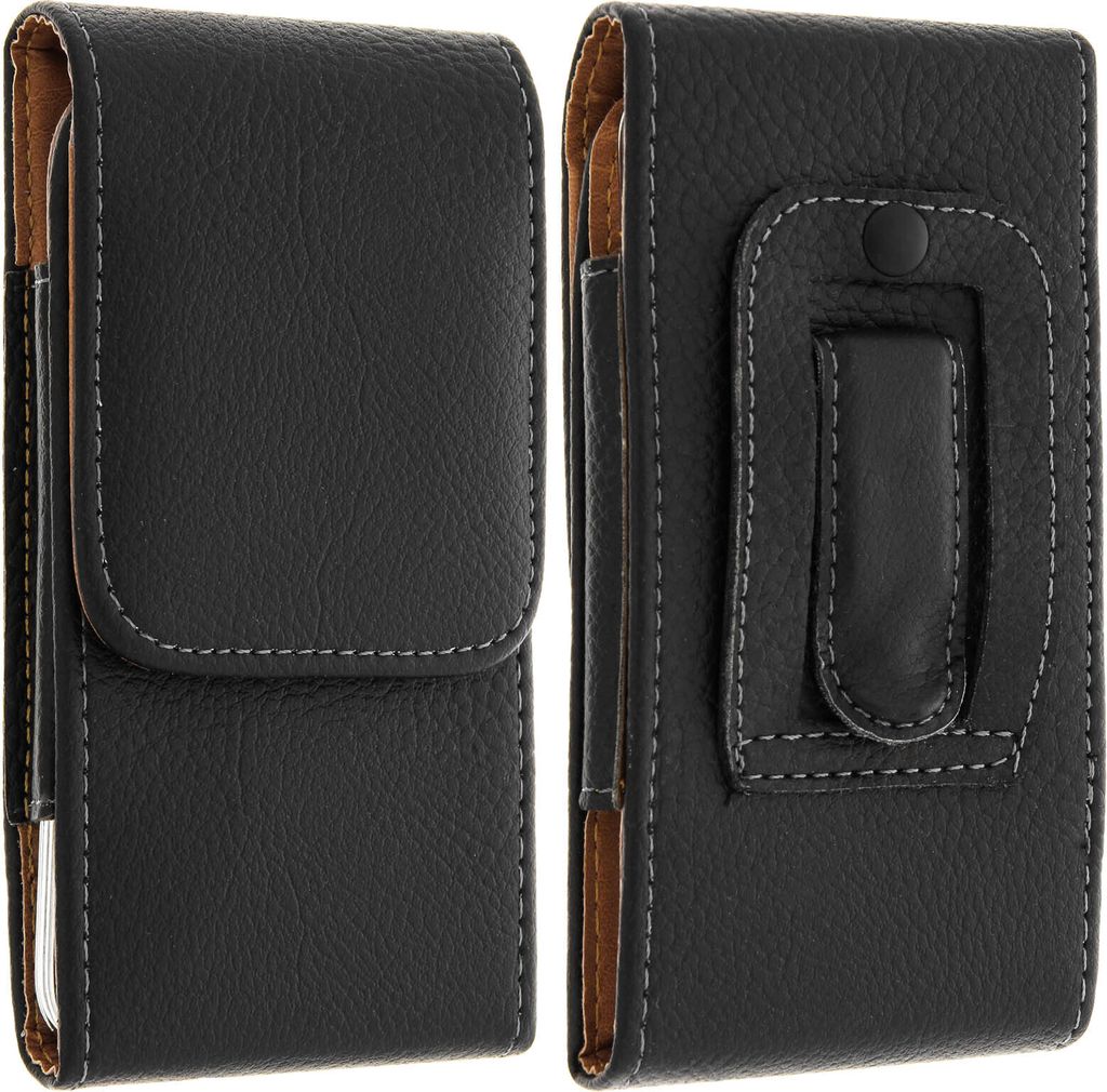 Universal vertikale Gürteltasche Kunstleder für Smartphones 142x73x9mm – Schwarz