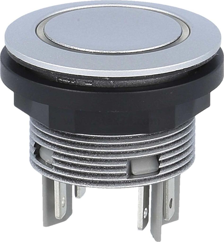 Georg Schlegel Drucktaste mit Ringbeleuchtung, 1Ö + 1S beleuchtbar, rund, SHORTRON Flachstecker 2,8mm x 0,8mm - 1 Stück
