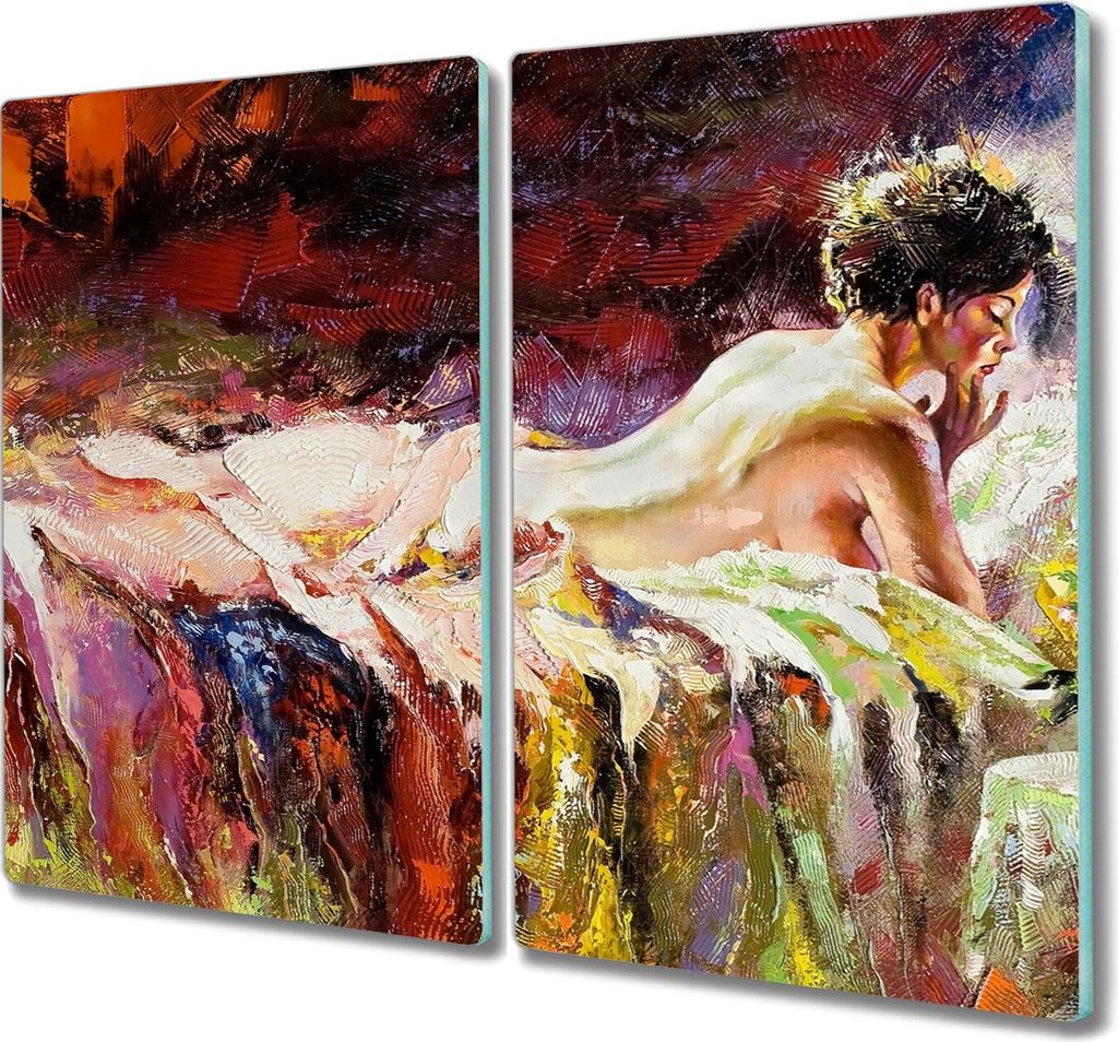 Coloray Herdabdeckplatte 2x30x52 cm Schneidebrett Kochplattenabdeckung Küchenbrett Hackbrett - Bett weibliche Blüten