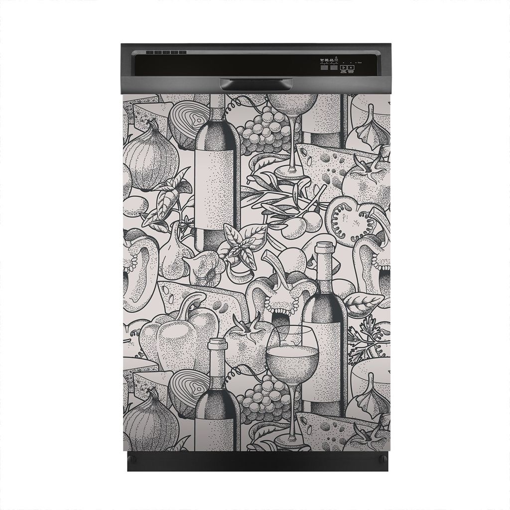 Magnete Dekorative 60x80 cm Küche Magnetmatte Spülmaschine - gezogener Wein und Gemüse
