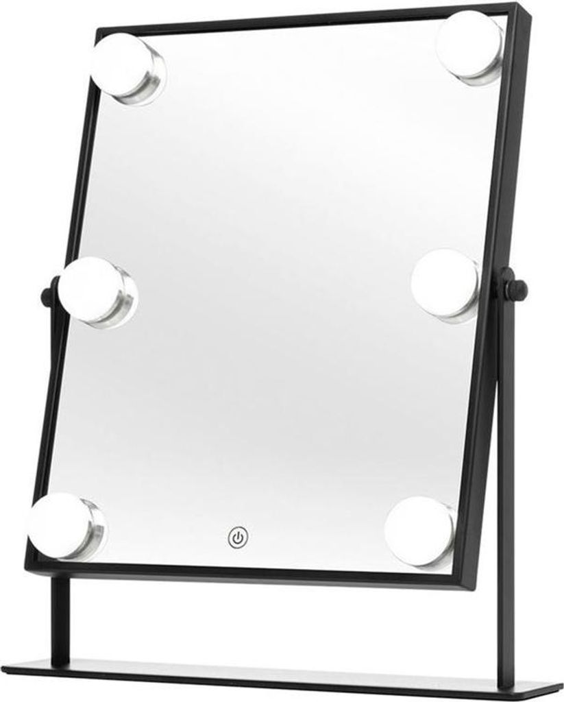 UNIQ XL Hollywood Schminkspiegel mit 6 LED-Lampen und Touch-Funktion - Schwarz