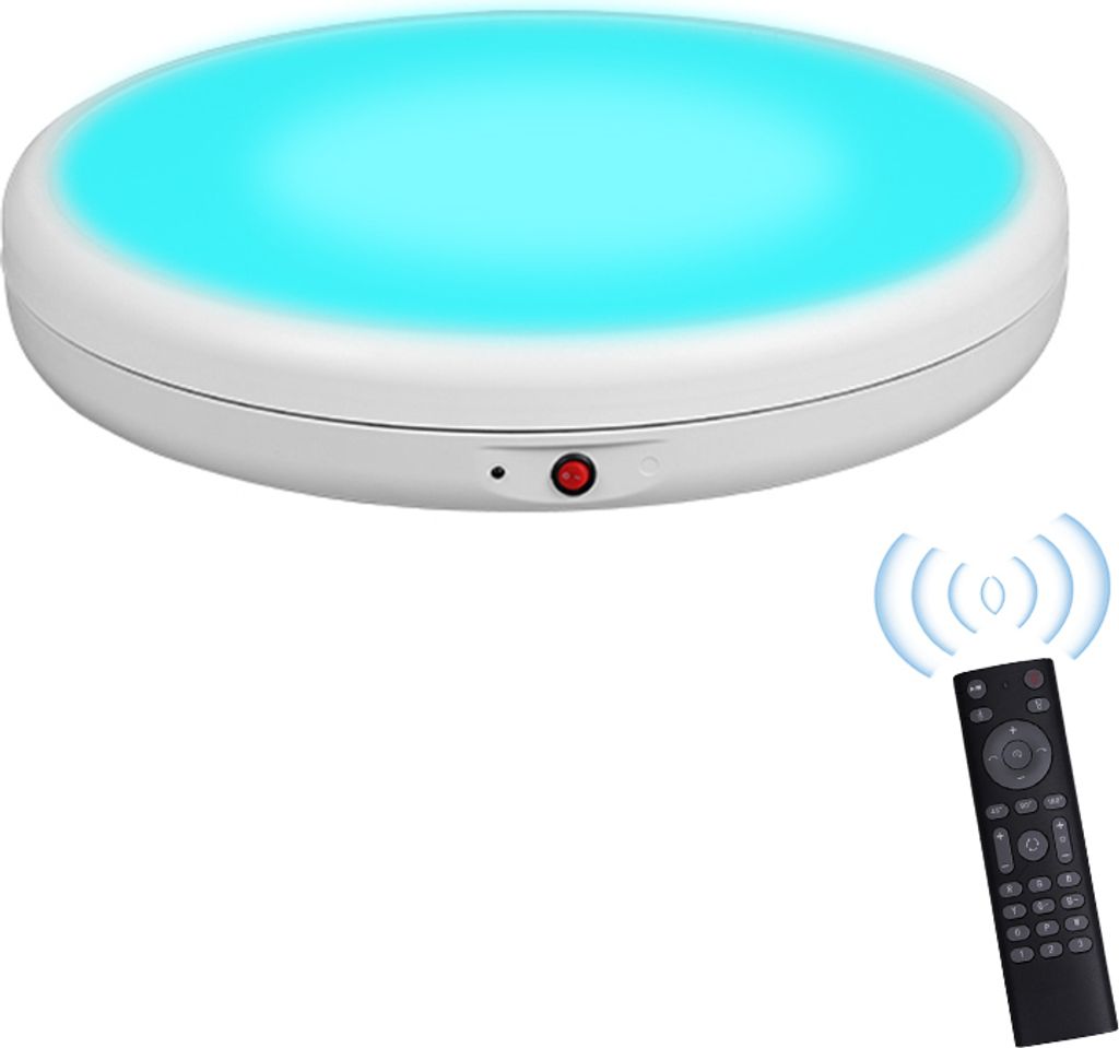 45 cm/17,7 Zoll motorisierter drehbarer Displaystaender mit RGB-Licht-Displaybasis 360¡ã drehbarer elektrischer Fotografie-Drehteller fuer Produk...