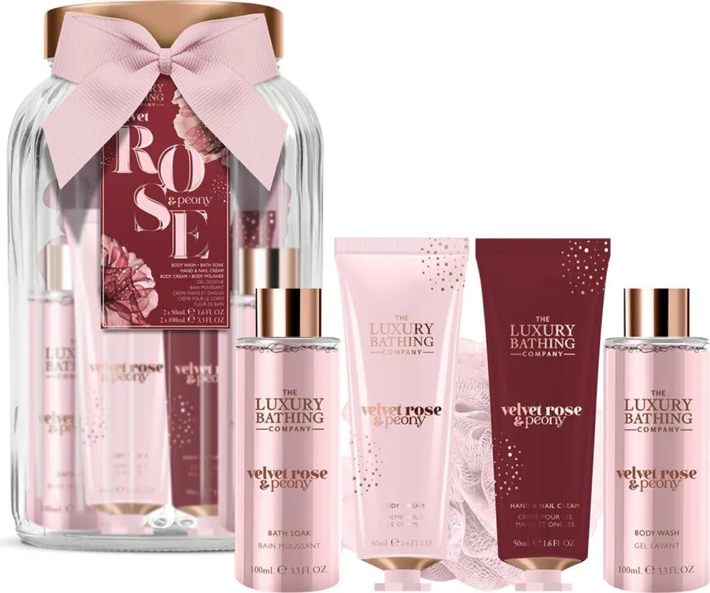 Coffret cadeau 5 bougies Rose & Peony - Pots verre décoratifs raffinés