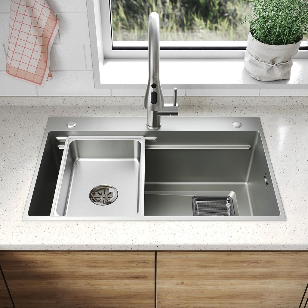 SONNI Breed spoelbak met vierkante vorm, 70 x 45 x 24,5 cm, Productafbeelding 