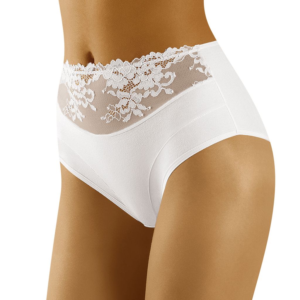 Wolbar Damen Slip Unterhose Unterwäsche Baumwolle Spitze WB415, weiß, L