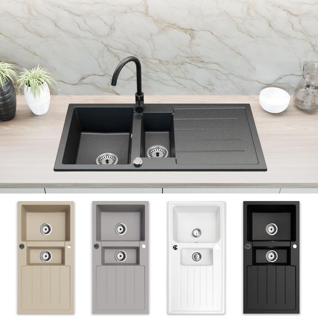 Faizee Home | Napoli Granitspüle Schwarz 100x50 cm | 2 Produktbild 