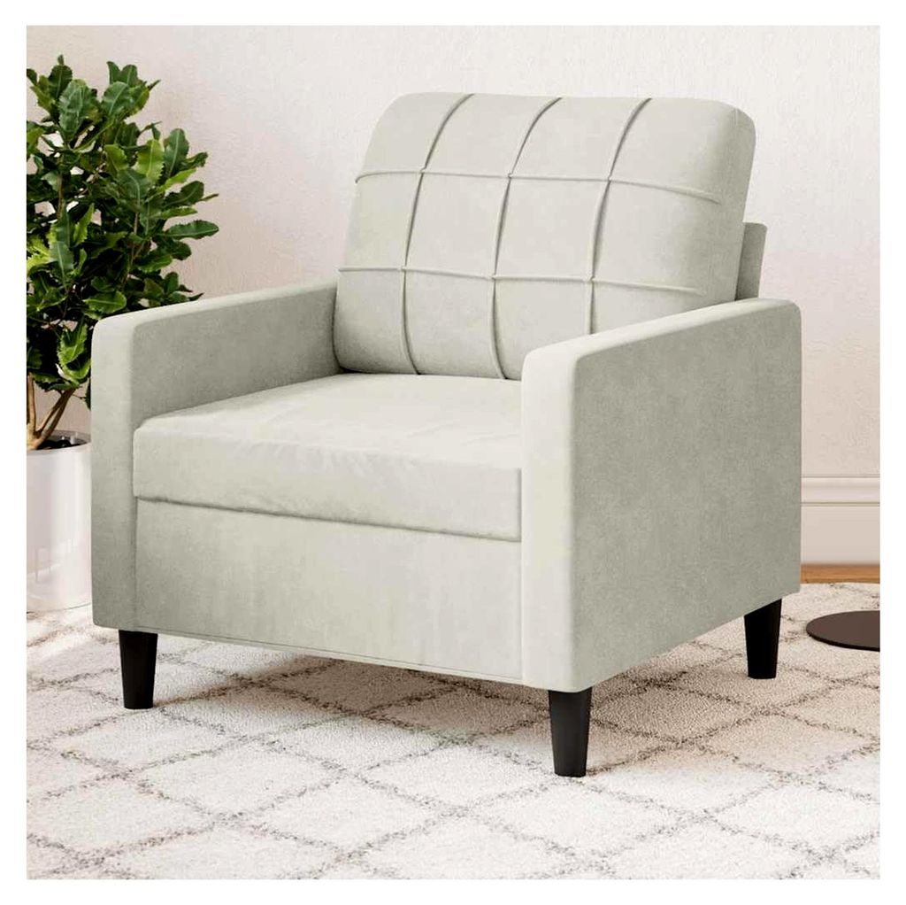 Sessel Creme Samt 60 cm, Moderner Polstersessel für das Wohnzimmer, Weich Gepolstert mit Metallgestell, Bequeme Sitzgelegenheit für Zuhause
