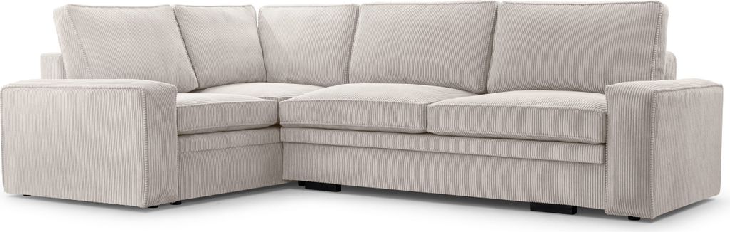 FEDVE Ecksofa Sofa Eckcouch Kellas Form Couch Wohnlandschaft Wohnzimmer Schlaffunktion Seite Links Hellgrau (Lincoln 83)