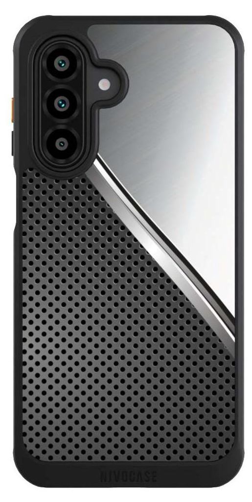 NIVOCASE Hülle für Samsung Galaxy A17 5G Handyhülle NIVOcore Case Schwarz Carbon Metall Stahl