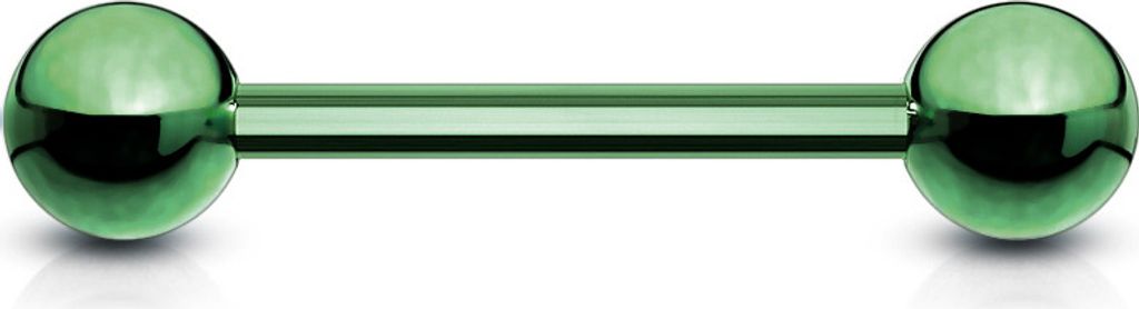 viva-adorno 1,6x16x5mm Universal Barbell Piercing Stab Zungenpiercing Brustpiercing Intimpiercing Stecker Hantel Edelstahl beschichtet Z310, grün