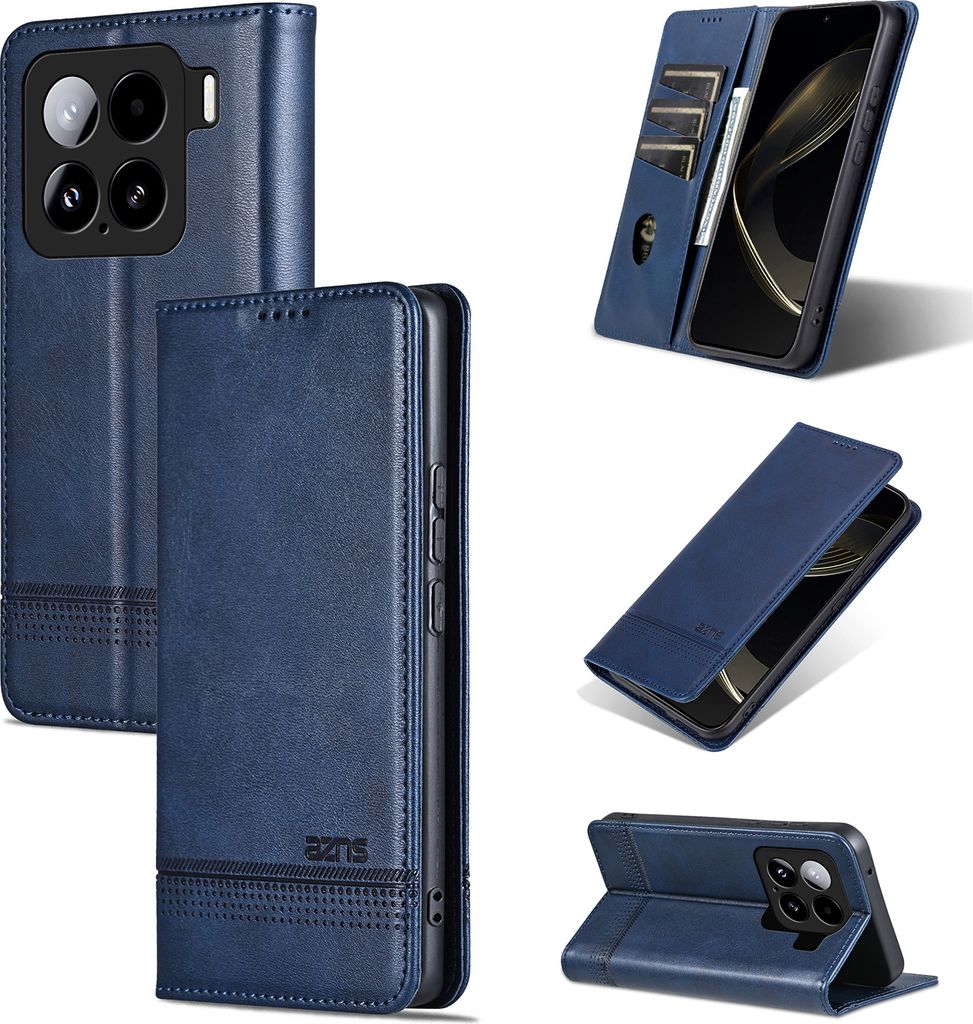 Leder Hülle für Xiaomi 15, Klapphüllen Brieftasche Magnetverschluss Ständer Schutzhülle Blau