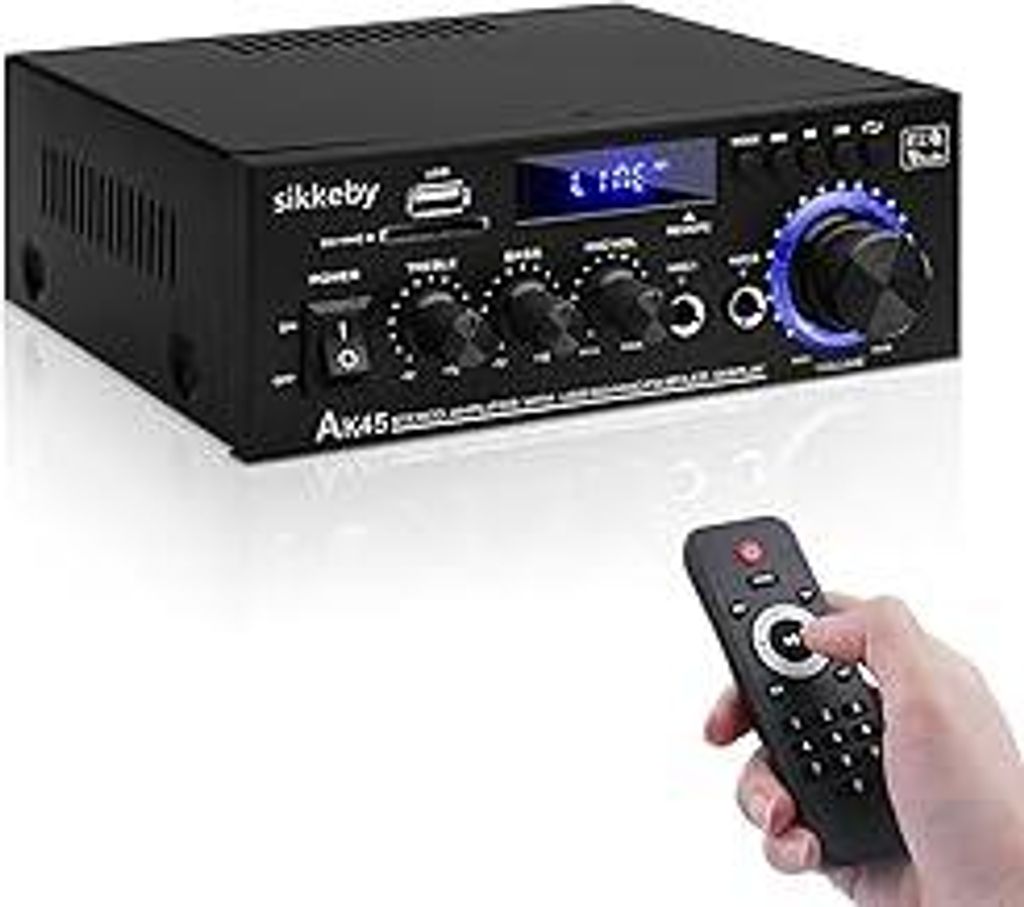 HiFi-Verstärker AK45 Mini Bluetooth Stereo-Audioverstärker Receiver 12V/ 220V 600W 2 Kanäle Digitale Endverstärker Soundverstärker w/UKW-Radio...