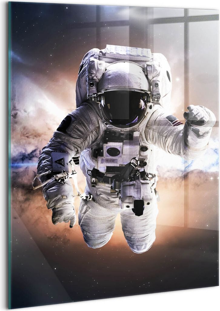 Designer Glasbild - Wandbild - Glas Bild - 60x80 cm - Astronaut Im Weltraum