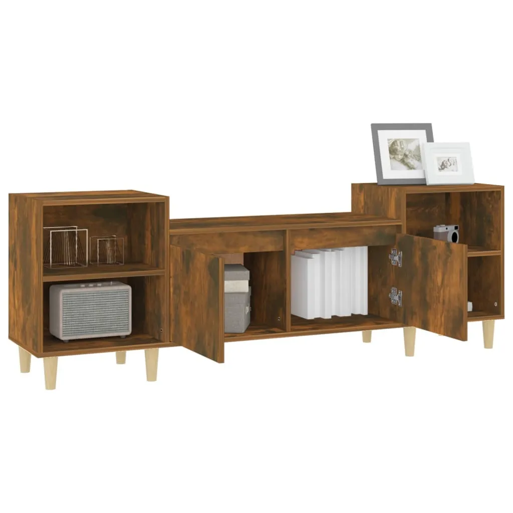 The Living Store Mobile TV in rovere fumé 160x35x55 cm Materiale in legno - 4
