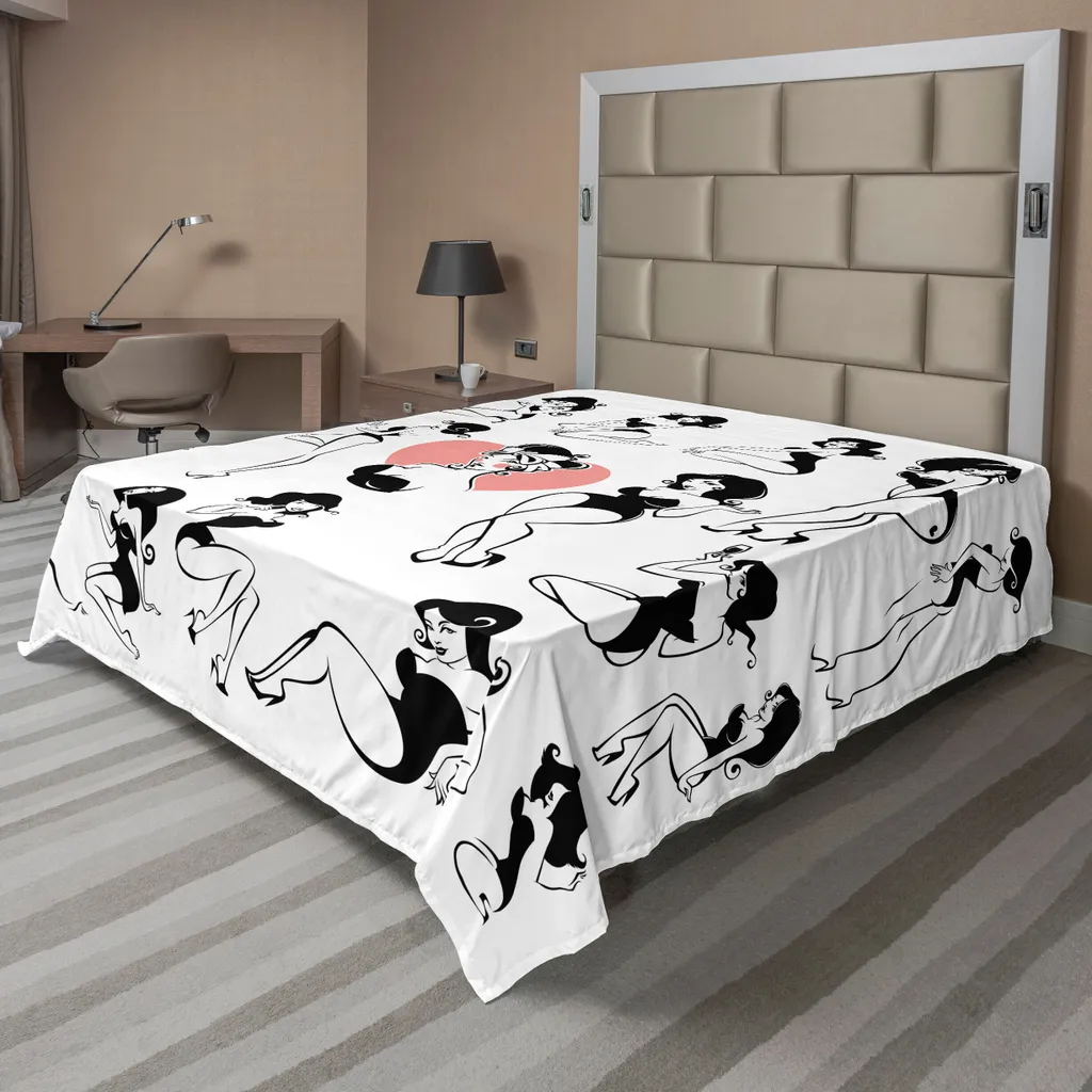Drap de dessus doux motif Sexy Girl noir et blanc pour lit décoratif XL