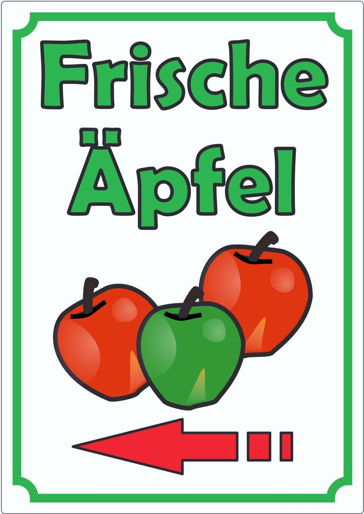 Werbeaufkleber mit Pfeil links Aufkleber Äpfel Hochkant Aufkleber A5 (148x210mm)