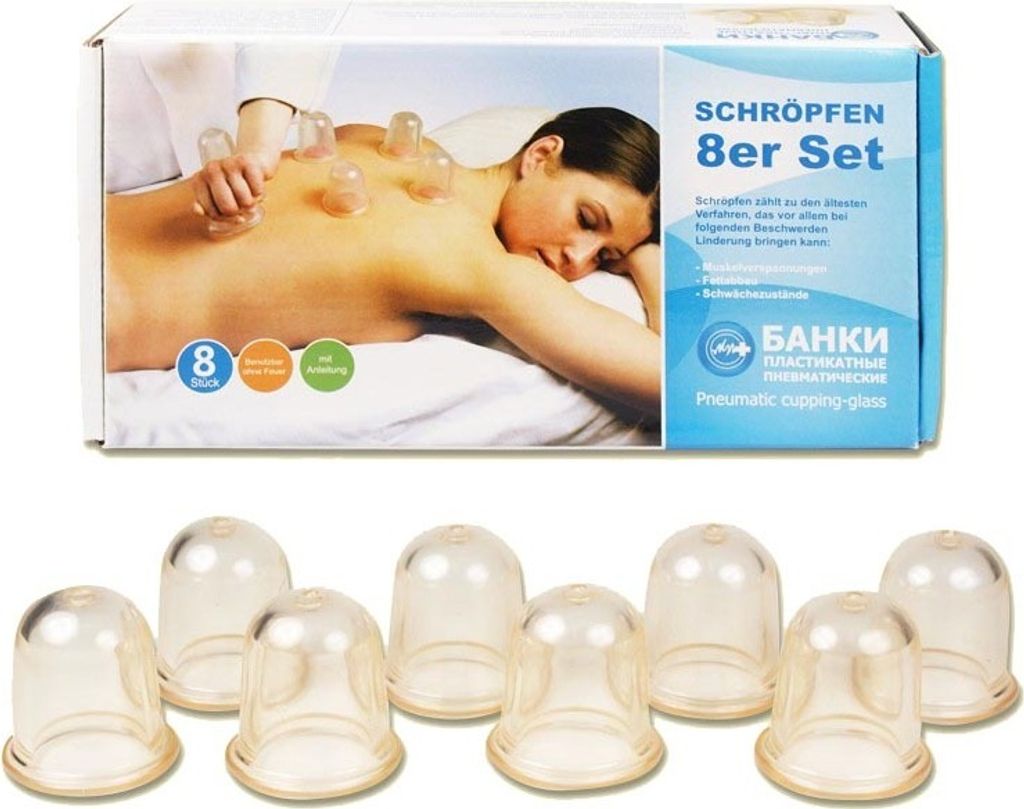 8er Schröpfen SET aus Gummi für Vakkummassage Pneumatic Produktbild 