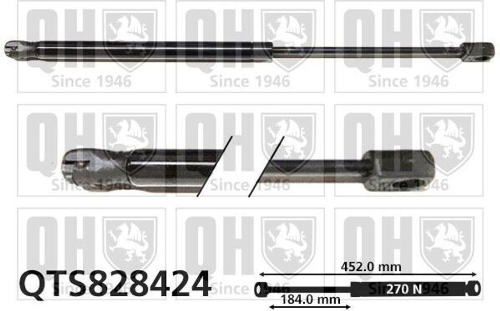 QUINTON HAZELL QTS828424 Gasfeder Heckklappendämpfer für LADA PRIORA Schrägheck (2172) 452mm