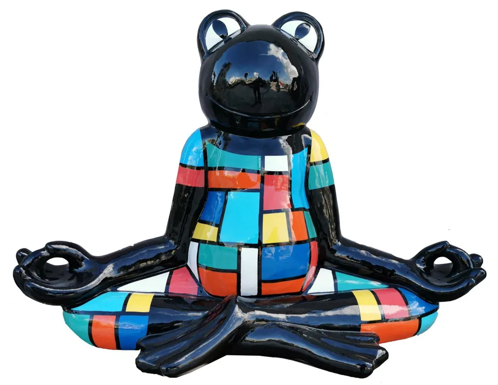 Grande statuette grenouille yoga 55cm déco multicolore style Arty