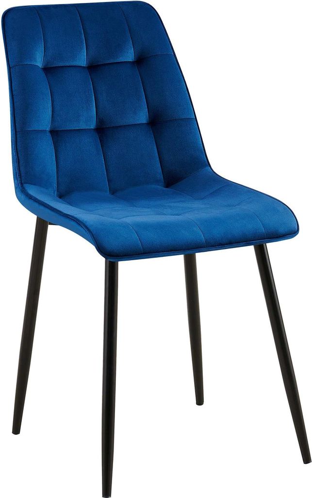 Esszimmerstuhl DARID - Samt Dunkelblau 47x61x89 cm | Essstühle Esszimmerstühle Küchenstühle Wohnzimmerstühle