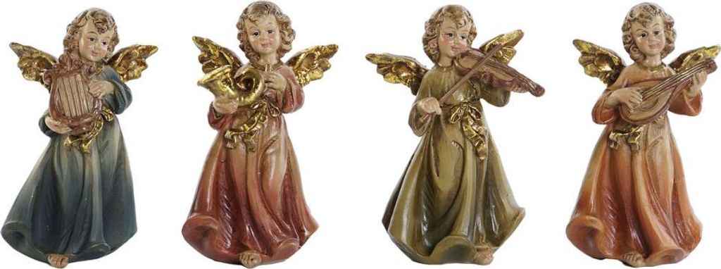 Weihnachtsschmuck DKD Home Decor Bunt Engel 6 x 3,9 x 9,8 cm (4 Stück)