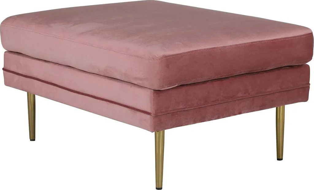 Banquette Ottoman Rose 90x70cm avec Pieds Dorés - Pouf XXL pour Salon