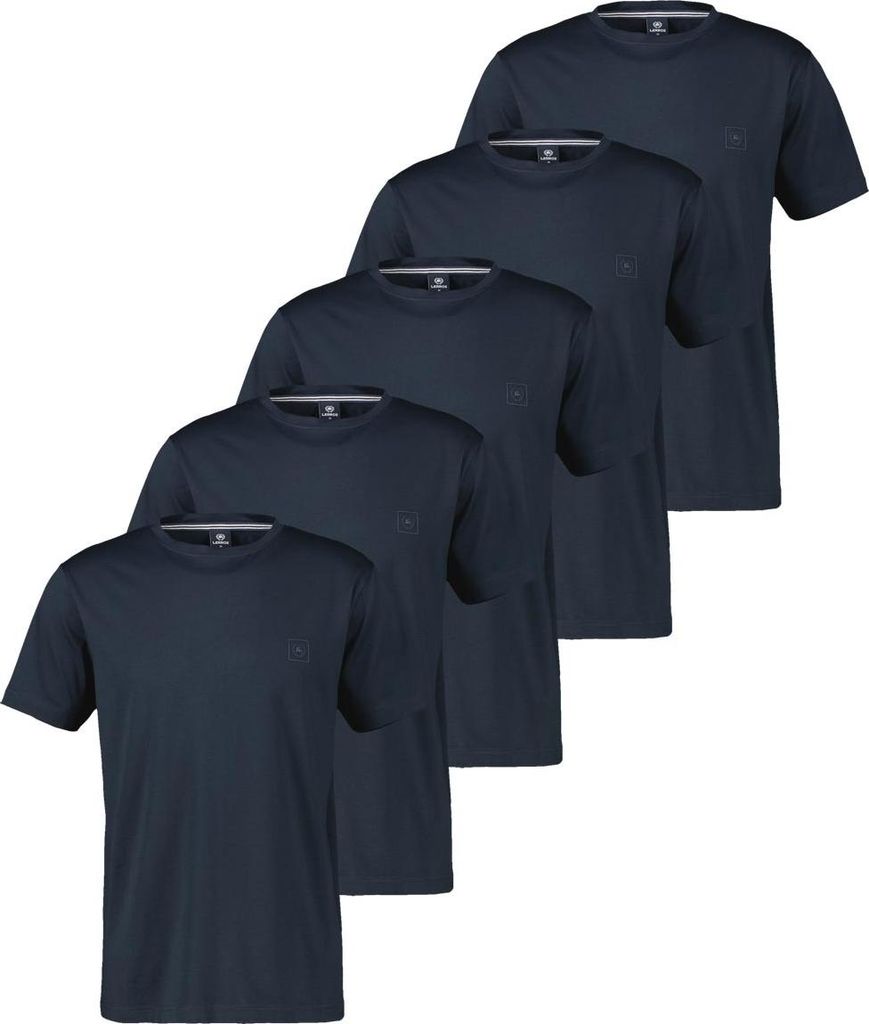LERROS 5er Pack Basic T-Shirt Pima Baumwolle extra weich, Normale Passform, Atmungsaktiv mit Logo-Print